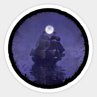 Frigate at night Sticker